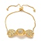 Cubic Zirconia Link Slider Bracelets, with Light Gold Brass Box Chains, Heart, Inner Diameter: 3-1/8 inch(8cm)