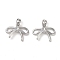 Brass Pendants, Bowknot Charms, Cadmium Free & Nickel Free & Lead Free, Platinum, 15.5x19x3.5mm, Hole: 2.5x4.5mm