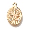 Brass Micro Pave Cubic Zirconia Pendants, Cadmium Free & Nickel Free & Lead Free, Oval with Star Charms, Real 18K Gold Plated, 14x9.5x2mm, Hole: 1.2mm