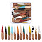 26Pcs 3 Style Resin & Walnut Wood Pendants, Two Tone, Teardrop, Mixed Color, 44x7.5x3mm, Hole: 1.2mm