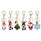 Christmas Theme Printed Acrylic Pendants Keychain, with Alloy Enamel Pendats and Iron Alloy Lobster Claw Clasp Keychain, Mixed Shapes, 10.8~12.5cm, 6pcs/set