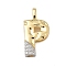 Brass Micro Pave Cubic Zirconia Pendants, Cadmium Free & Nickel Free & Lead Free, Letter Charms, Real 18K Gold Plated, Letter P, 27x13.5x4mm, Hole: 5x2.5mm