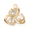 Brass Micro Pave Cubic Zirconia Pendants, Cadmium Free & Nickel Free & Lead Free, Flower, Golden, 17x15x4mm, Hole: 1.4mm