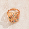Hollow Geometric Heavy Duty Brass Pave Cubic Zirconia Adjustable Finger Rings for Women, Round, Colorful, 18mm, Inner Diameter: 16mm~18mm