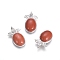 Natural Red Jasper Pendants, with Platinum Tone Brass Findings, Pineapple, 29x17.5x7mm, Hole: 4.5x3.5mm