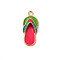 304 Stainless Steel Enamel Pendants, Flip-flops Charm, Real 18K Gold Plated, Deep Pink, 19.5x8x4mm, Hole: 1.8mm