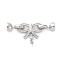 Brass Micro Pave Clear Cubic Zirconia Fold Over Clasps, Cadmium Free & Nickel Free & Lead Free, Bowknot, Platinum, 42mm