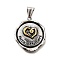 304 Stainless Steel Pendants, Flat Round with Heart & Word Faith Hope Love, Antique Silver & Golden, 32.5x27x3.5mm, Hole: 9x4.5mm