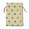 Burlap Packing Pouches Drawstring Bags, Rectangle, Pale Goldenrod, Star, 13.5~14x10x0.35cm