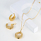 Brass Hollow Donut Pendant Necklaces & Hoop Earrings, Jewelry Set, Golden, Necklaces: 450mm, Earrings: 33x27mm