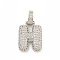 Brass Micro Pave Clear Cubic Zirconia Pendants, Cadmium Free & Nickel Free & Lead Free, Platinum, Letter H, 31x17x5mm, Hole: 3x6mm