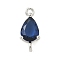 Brass Pave Cubic Zirconia Connector Charms, Teardrop Links, Real 18K Gold Plated, Long-Lasting Plated, Cadmium Free & Lead Free, Rack Plating, Blue, 14x6.5x4.5mm, Hole: 1.2mm