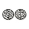 Tibetan Style Alloy Beads, Cadmium Free & Lead Free, Flat Round  with Flower, Antique Silver, 25x4mm, Hole: 2.2mm, about 414pcs/1000g