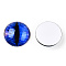 Glass Cabochons, Half Round with Evil Eye, Vertical Pupil, Blue, 20x6.5mm