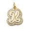 Brass Micro Pave Cubic Zirconia Pendants, Cadmium Free & Nickel Free & Lead Free, with Jump Rings, Real 18K Gold Plated, Letter K, 19x15x2mm, Hole: 3.8mm