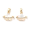Brass Micro Pave Clear Cubic Zirconia Pendants, Cadmium Free & Nickel Free & Lead Free, with Shell, Star Charms, Real 18K Gold Plated, 12x14.5x7.5mm, Hole: 4.5x2.5mm