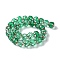 Transparent Glass Enamel Beads Strands, Hand Drawn Beads, Round, Medium Sea Green, 12.5x11.5mm, Hole: 1.6mm, about 30pcs/strand, 13.78 inch(35cm)