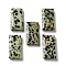 Natural Dalmatian Jasper Pendants, Faceted Rectangle Charms, 25x13x4~4.5mm, Hole: 1mm