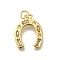 Brass Micro Pave Cubic Zirconia Pendants, with Jump Ring Charms, Lead Free & Cadmium Free, Real Gold 18K Planted, Letter U, 21x15.5x2.5mm, Hole: 3.3mm