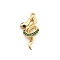 Brass Micro Pave Cubic Zirconia Pendants, Snake Charms, Golden, 19x10x4.5mm, Hole: 1.5mm