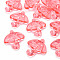 Transparent Acrylic Pendants, Umbrella with Bowknot, Salmon, 42.5x38x7.5mm, Hole: 3x3.5mm, about 109pcs/500g
