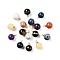 16Pcs 8 Style Natural Gemstone Charms, with Golden Brass Loops, Round, 14x10.5mm, Hole: 1.5mm, 2pcs/style