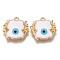 Eco-Friendly Alloy Enamel Pendants, Cadmium Free & Nickel Free & Lead Free, Panda Shape with Evil Eye Light Gold, Creamy White, 20x20x2.5mm, Hole: 1.8mm