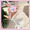 2Pcs Flower & Word Nice Resin Enamel Finger Rings for Women Girls, Pearl Pink, Inner Diameter: 15~22mm