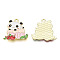 Alloy Enamel Pendants, Cadmium Free & Lead Free, Cake with Panda Charms, Golden, Pearl Pink, 21.5x22x1.3mm, Hole: 1.8mm