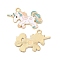 Alloy Enamel Pendants, Golden, Unicorn Charm, Pink, 25.5x32x1.5mm, Hole: 2.5mm