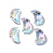 Glass Pendants, Moon, AB Color, Faceted, Clear AB, 15x10x4.5mm, Hole: 1.2mm