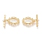 Brass Micro Pave Clear Cubic Zirconia Toggle Clasps, Long-Lasting Plated, Oval & Bar, Real 18K Gold Plated, Oval: 20x15x2mm, Hole: 1.2mm, Bar: 20.5x5x2.5mm, Hole: 1.2mm