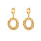 304 Stainless Steel Dangle Hoop Earrings, Donut, Golden, 39.5x26.5mm