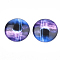 Starry Sky Pattern Printed Glass Cabochons, Half Round/Dome, Colorful, 25x6~6.5mm