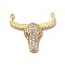 Rack Plating Brass Micro Pave Cubic Zirconia Connector Charms, Cadmium Free & Lead Free, Long-Lasting Plated, Cattle Head Links, Real 18K Gold Plated, Clear, 25.5x27.5x5mm, Hole: 1mm