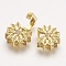Brass Micro Pave Cubic Zirconia Fold Over Clasps, Flower, Golden, 28x13x5mm, Hole: 1mm