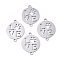 Tarnish Resistant 201 Stainless Steel Links connectors, Laser Cut, Flat Round with Word Love & Paw, Stainless Steel Color, 20.5x16x1mm, Hole: 1.5mm