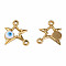 304 Stainless Steel Enamel Connector Charms, Golden, Star with Evil Eye, White, 16x13.5x3mm, Hole: 1.6mm