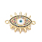 Brass Micro Pave Cubic Zirconia Links connectors, with Enamel, Evil Eye, Colorful, Golden, 18x23.5x4mm, Hole: 1.4mm