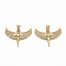 Brass Micro Pave Clear Cubic Zirconia Pendants, Nickel Free, Angel, Real 16K Gold Plated, 23x30.5x3mm, Hole: 3x5mm