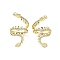 Rack Plating Brass Micro Pave Cubic Zirconia Cuff Earring, Cadmium Free & Lead Free, Long-Lasting Plated, Dragon, Real 18K Gold Plated, 23.5x16.5x16mm