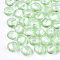 Handmade Silver Foil Lampwork Glass Beads, Flat Round, Light Green, 12~13.5x11.5~13.5x7.5~8.5mm, Hole: 1~2mm