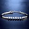 Brass Link Bracelets, with Clear Cubic Zirconia, Platinum, 7-1/8 inch(18cm)