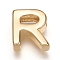 Brass Charms, for Personalized Name Necklace Making, Long-Lasting Plated, Real 18K Gold Plated, Letter.R, R: 8.5x7.5x3mm, Hole: 1.6mm