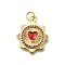 Brass Micro Pave Cubic Zirconia Pendants, Sun with Heart, Long-Lasting Plated, Lead Free & Cadmium Free, Rack Plating, with Jump Ring, Real 18K Gold Plated, 20.5x17x3.5mm, Hole: 3mm