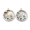 Brass Micro Pave Clear Cubic Zirconia Pendants, Cadmium Free & Nickel Free & Lead Free, with Black Lip Shell, Flat Round with Dragon Charms, Real Platinum Plated, 20x17.5x3mm, Hole: 1.4mm