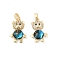 Brass Micro Pave Clear Cubic Zirconia Pendants, Bear Charms, with Resin, Lead Free & Cadmium Free, Real 18K Gold Plated, Rack Plating, Deep Sky Blue, 21.5x13.5x5mm, Hole: 5x3mm