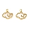 Rack Plating Real 18K Gold Plated Brass Pendants, with Cubic Zirconia and Shell, Long-Lasting Plated, Lead Free & Cadmium Free, Cloud, Seashell Color, 18x19x3.5mm, Hole: 2.5mm