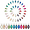 2 Sets Alloy Glass Pendants, with Iron Jump Ring, Platinum, Horse Eye, Mixed Color, 20x9x5mm, Hole: 4.6mm, 24pcs/set, 48pcs/box