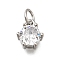 Brass Pave Cubic Zirconia Pendants, Round Charms, With Jump Ring, Long-Lasting Plated, Lead Free & Cadmium Free, Rack Plating, Real 18K Gold Plated, Clear, 8.5x7.5x5mm, Hole: 3.2mm